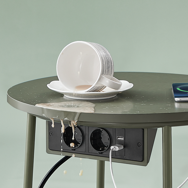 Beistelltisch Ponoka mit Steckdose - Khaki