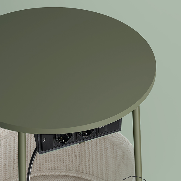 Beistelltisch Ponoka mit Steckdose - Khaki