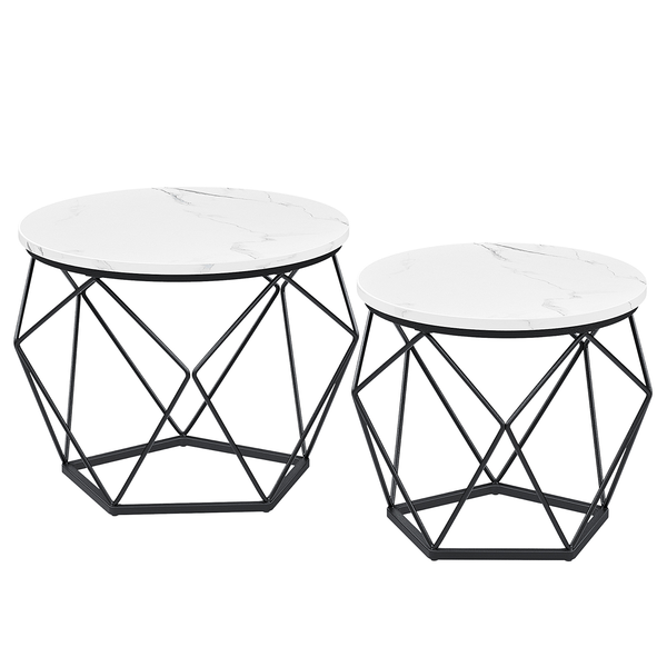 Couchtisch Tuxford 60 cm 2er-Set - Marmor Weiß Dekor
