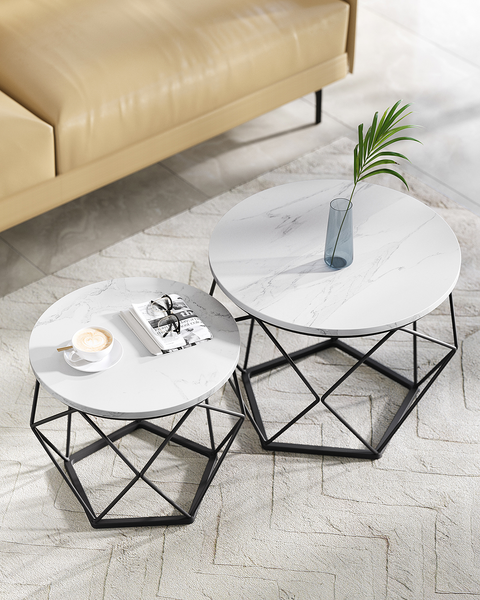 Couchtisch Tuxford 60 cm 2er-Set - Marmor Weiß Dekor