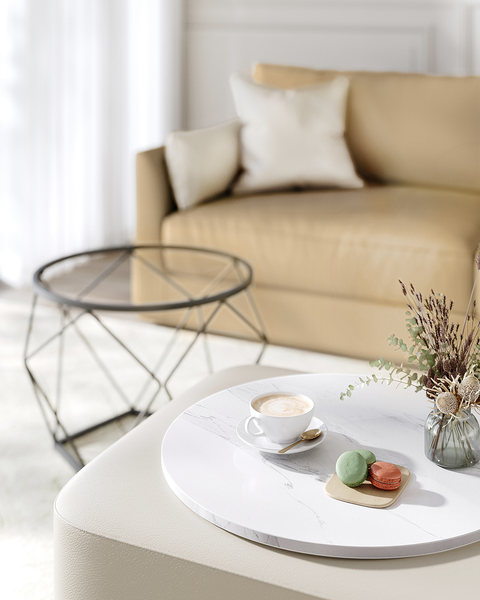 Couchtisch Tuxford 60 cm 2er-Set - Marmor Weiß Dekor