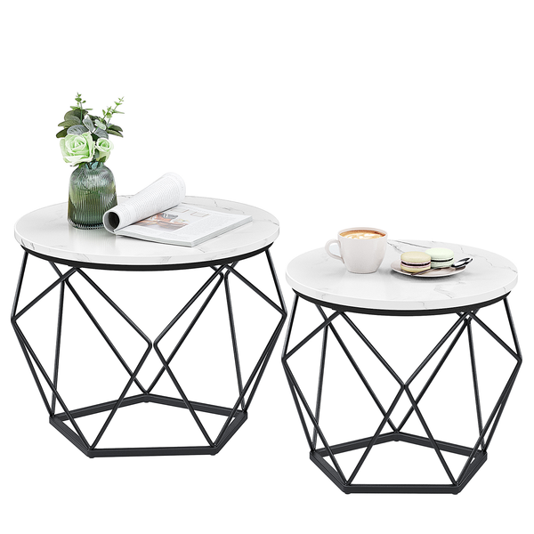 Couchtisch Tuxford 60 cm 2er-Set - Marmor Weiß Dekor