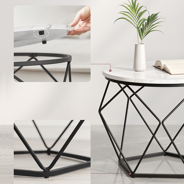 Couchtisch Tuxford 60 cm 2er-Set - Marmor Weiß Dekor