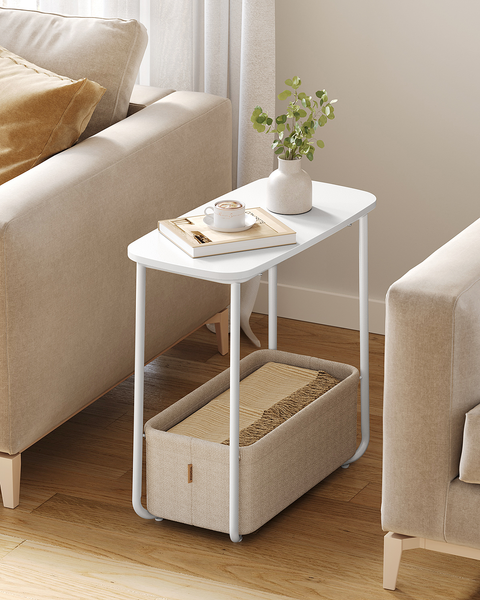 Beistelltisch Ponoka oval - Weiß / Beige