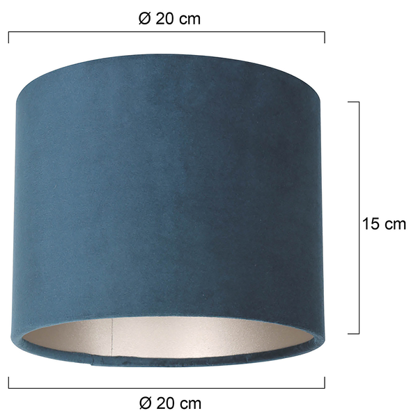 Lampenschirm Typ A - Samt - Blau - Durchmesser: 20 cm