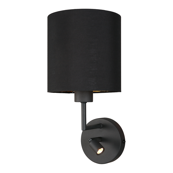 LED-Wandleuchte Noor - Baumwollstoff / Aluminium - 2-flammig - Schwarz