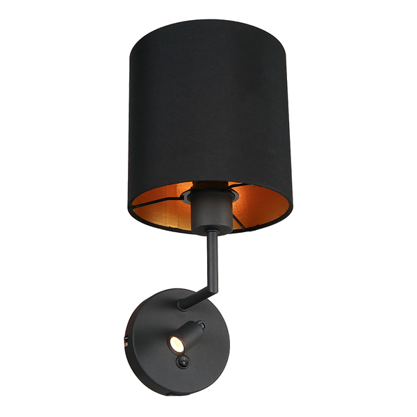 LED-Wandleuchte Noor - Baumwollstoff / Aluminium - 2-flammig - Schwarz