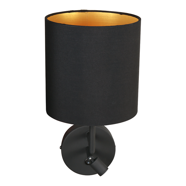 LED-Wandleuchte Noor - Baumwollstoff / Aluminium - 2-flammig - Schwarz