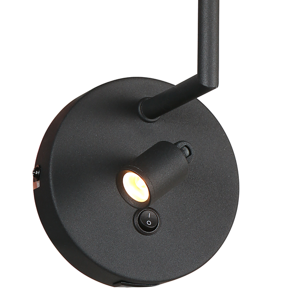 LED-Wandleuchte Noor - Baumwollstoff / Aluminium - 2-flammig - Schwarz