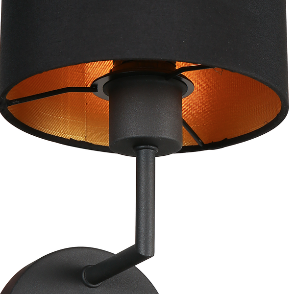 LED-Wandleuchte Noor - Baumwollstoff / Aluminium - 2-flammig - Schwarz