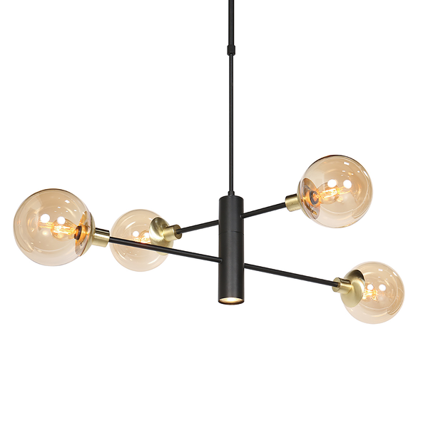 Pendelleuchte Constellation - Aluminium / Farbglas - 5-flammig - Messing