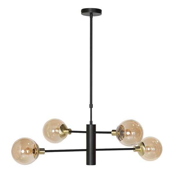 Pendelleuchte Constellation - Aluminium / Farbglas - 5-flammig - Messing