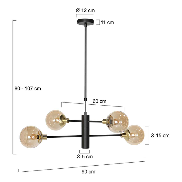 Pendelleuchte Constellation - Aluminium / Farbglas - 5-flammig - Messing