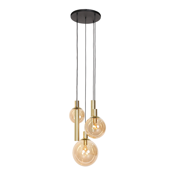 Pendelleuchte Bollique 5-flammig Rund - Aluminium / Rauchglas - Messing