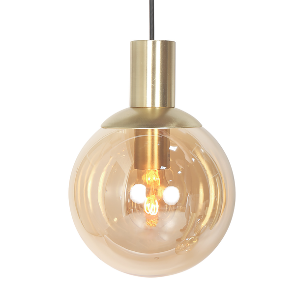 Pendelleuchte Bollique 5-flammig Rund - Aluminium / Rauchglas - Messing