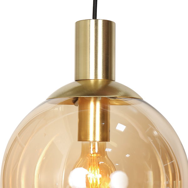 Pendelleuchte Bollique 5-flammig Rund - Aluminium / Rauchglas - Messing