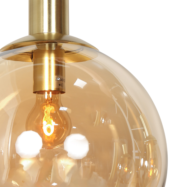 Pendelleuchte Bollique 5-flammig Rund - Aluminium / Rauchglas - Messing