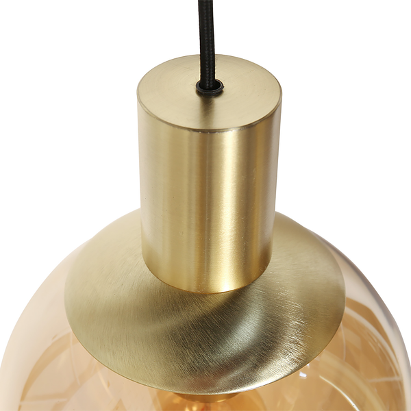 Pendelleuchte Bollique 5-flammig Rund - Aluminium / Rauchglas - Messing