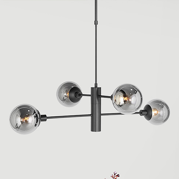 Pendelleuchte Constellation - Aluminium / Rauchglas - 5-flammig - Schwarz