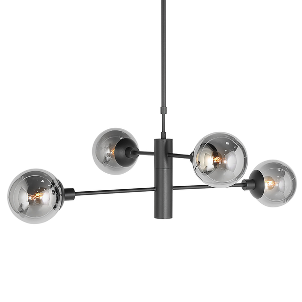 Pendelleuchte Constellation - Aluminium / Rauchglas - 5-flammig - Schwarz