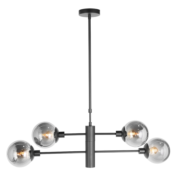 Pendelleuchte Constellation - Aluminium / Rauchglas - 5-flammig - Schwarz