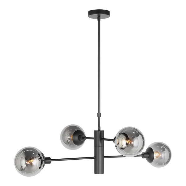 Pendelleuchte Constellation - Aluminium / Rauchglas - 5-flammig - Schwarz