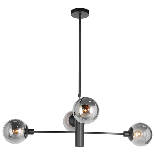 Pendelleuchte Constellation - Aluminium / Rauchglas - 5-flammig - Schwarz