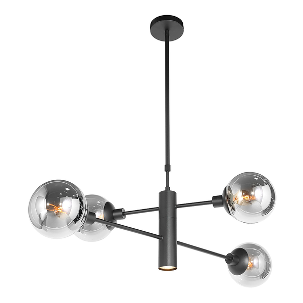 Pendelleuchte Constellation - Aluminium / Rauchglas - 5-flammig - Schwarz