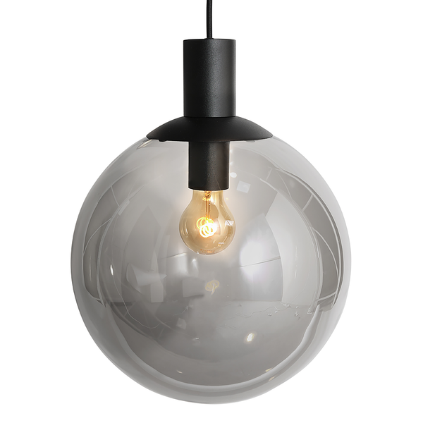 Pendelleuchte Bollique 5-flammig Rund - Aluminium / Rauchglas - Schwarz