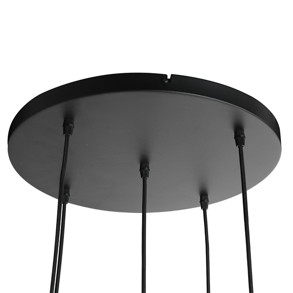 Pendelleuchte Bollique 5-flammig Rund - Aluminium / Rauchglas - Schwarz