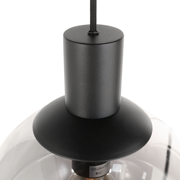 Pendelleuchte Bollique 5-flammig Rund - Aluminium / Rauchglas - Schwarz