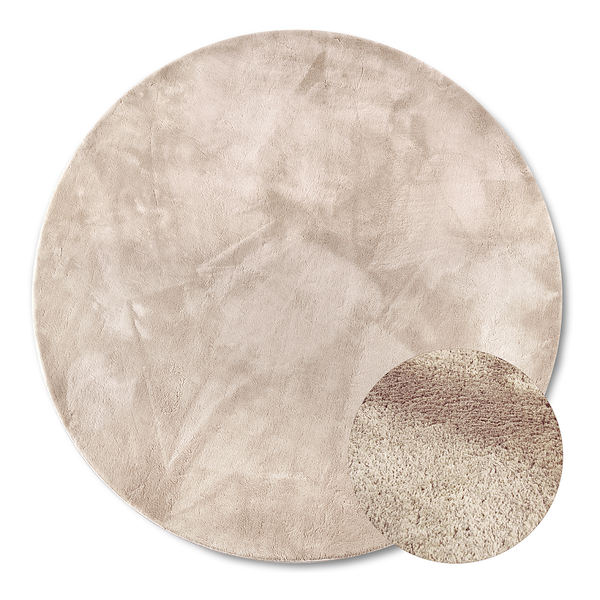 Hochflorteppich Leon rund - Polyester - Creme - Durchmesser: 160 cm