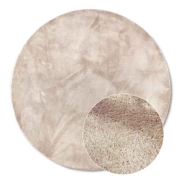 Hochflorteppich Leon rund - Polyester - Creme - Durchmesser: 160 cm