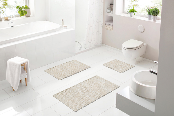 Badteppich Leonie - Polyester / Baumwolle - Beige - 60 x 90 cm