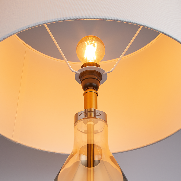 Tischleuchte MADAME VERRE XL - Glas / Metall / Leinen - Gold - Höhe: 85 cm