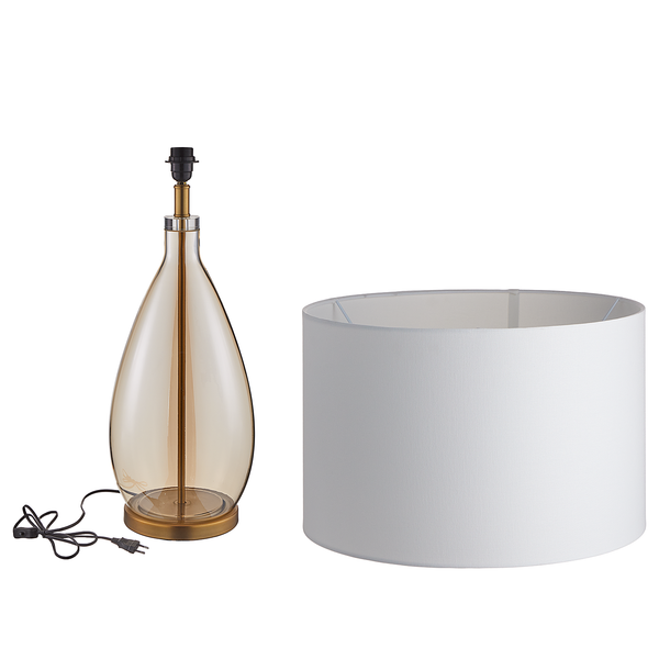 Tischleuchte MADAME VERRE XL - Glas / Metall / Leinen - Gold - Höhe: 85 cm