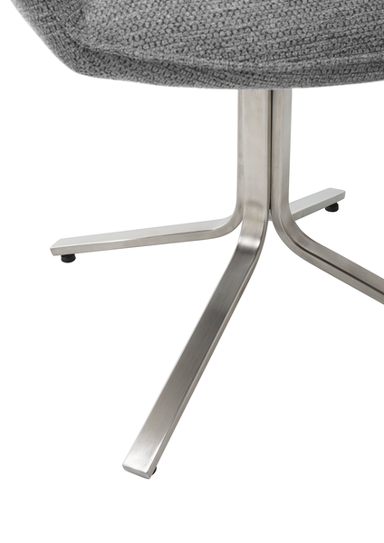 Armlehnenstuhl Mebul - Chenille / Edelstahl - Grau / Silber