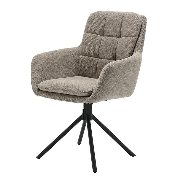 Armlehnenstuhl Tumal - Beige - Braun - Chenille - Eisen - 61 x 91 x 65 cm