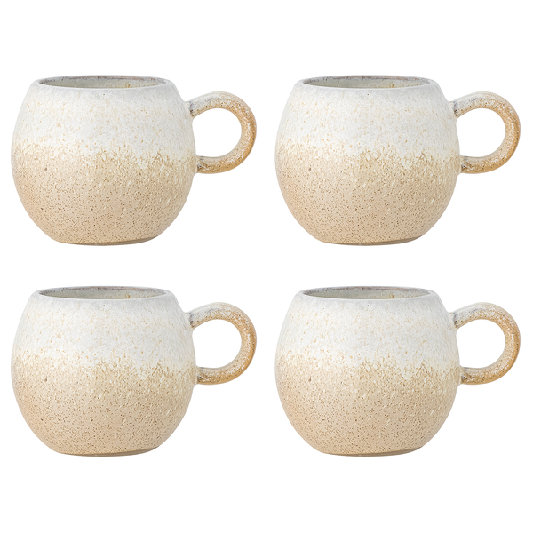 Tasse Paula mit Henkel Typ G 4er-Set - Steingut - Grau