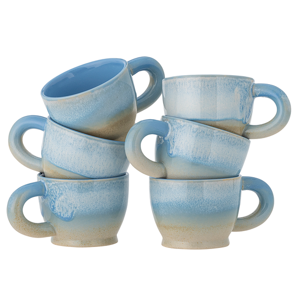 Becher Safie 6er-Set - Steingut - Blau