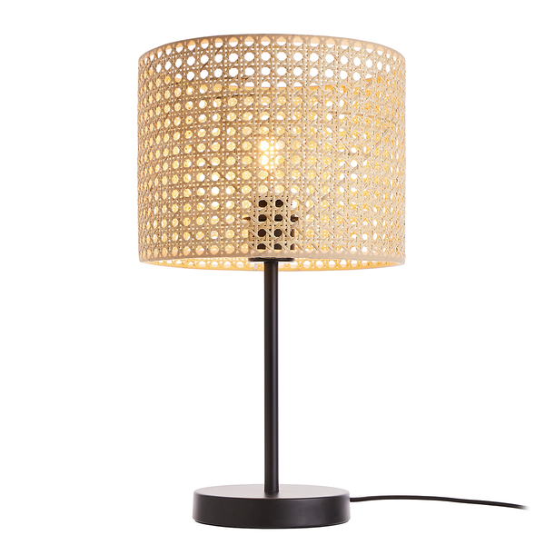 Tischleuchte NYBORG - Metall / Rattan - 1-flammig - Natur