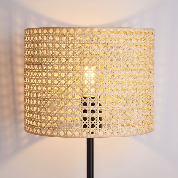 Tischleuchte NYBORG - Metall / Rattan - 1-flammig - Natur