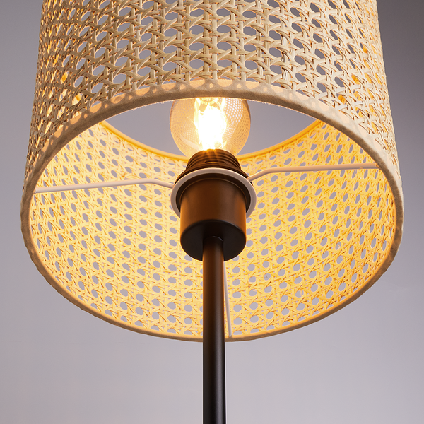 Tischleuchte NYBORG - Metall / Rattan - 1-flammig - Natur