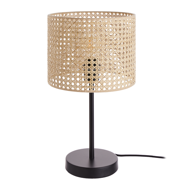 Tischleuchte NYBORG - Metall / Rattan - 1-flammig - Natur