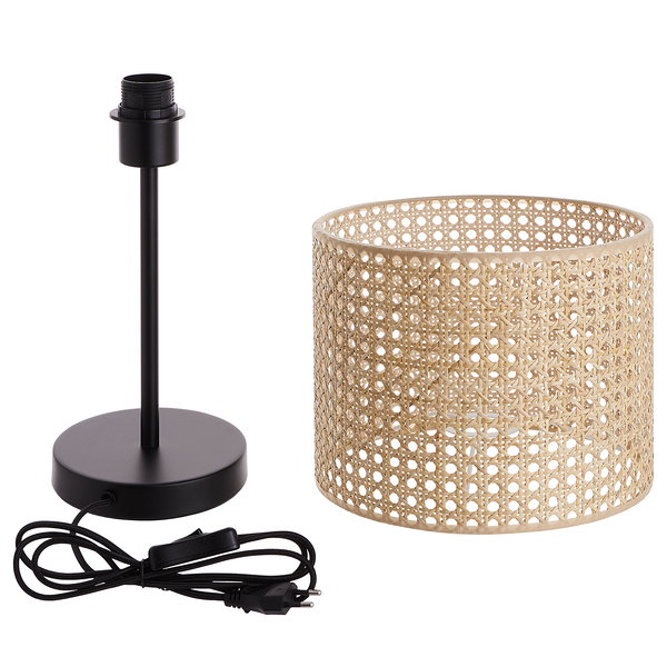 Tischleuchte NYBORG - Metall / Rattan - 1-flammig - Natur