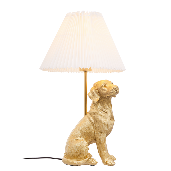 Tischleuchte EL BELLO Hund - Polyresin / Textil - 1-flammig - Gold