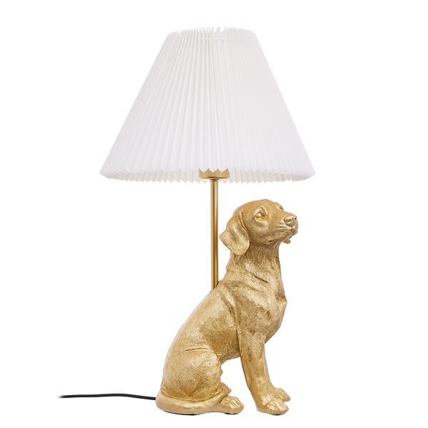 Tischleuchte EL BELLO Hund - Polyresin / Textil - 1-flammig - Gold