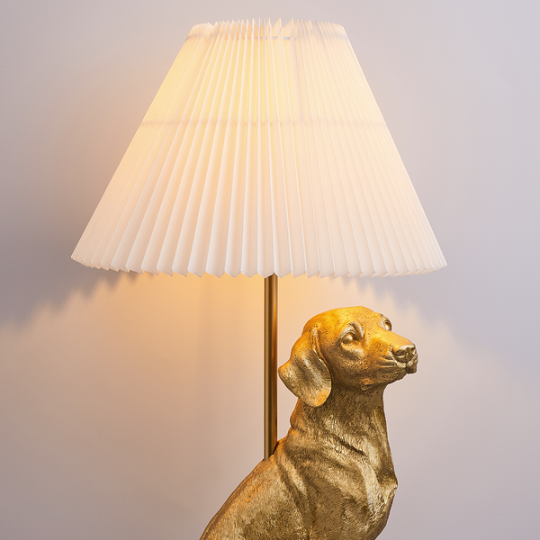 Tischleuchte EL BELLO Hund - Polyresin / Textil - 1-flammig - Gold