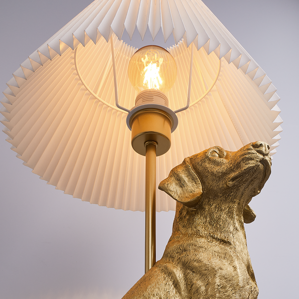 Tischleuchte EL BELLO Hund - Polyresin / Textil - 1-flammig - Gold