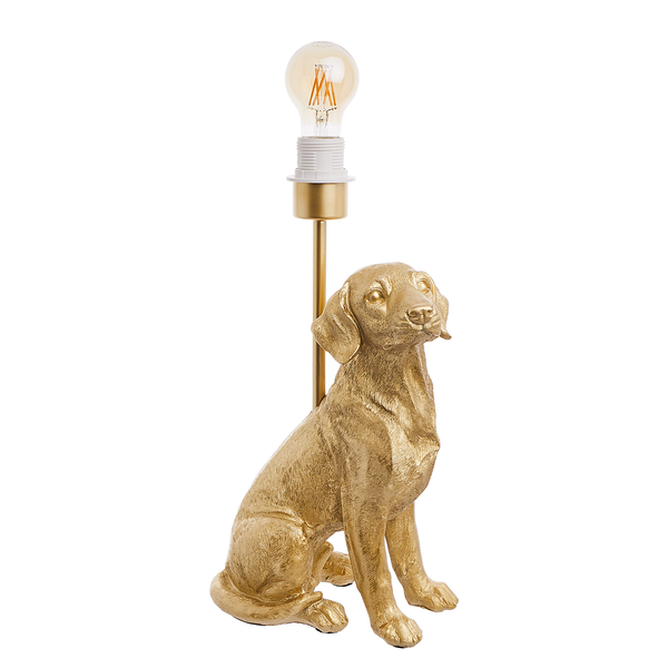 Tischleuchte EL BELLO Hund - Polyresin / Textil - 1-flammig - Gold